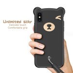 Wholesale iPhone Xs Max 3D Teddy Bear Design Case with Hand Strap (Black)